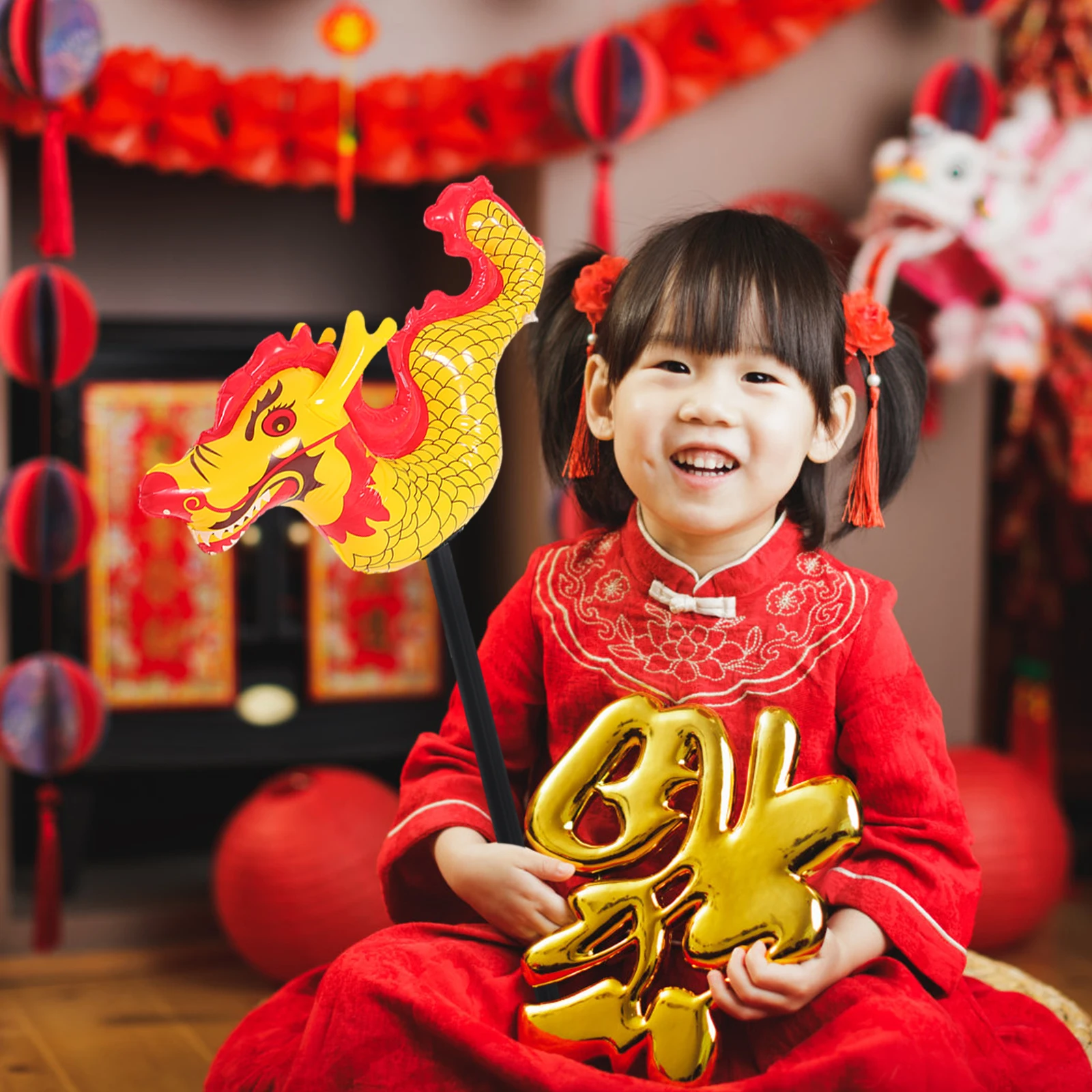 

3Pcs Inflatable Dragon Balloon Chinese Element Party Favor for Lunar New Year Celebrations Home Decoration Dragon Balloon