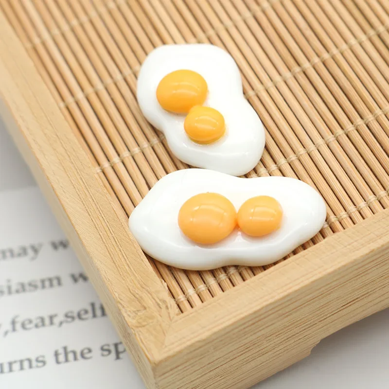 10Pcs/Lot Hand Painted Kawaii Resin Mixed Bread / Poached Egg Cute Flatback Cabochons Hair Clip DIY Decorative Accessories