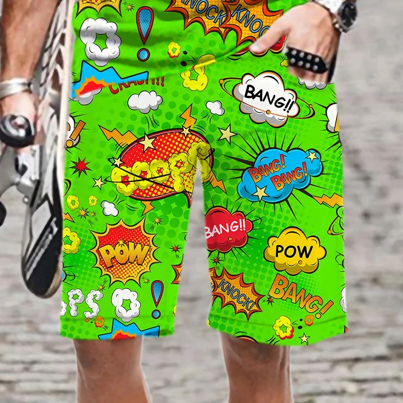 Summer Hawaiian New 3D Boom Bang Printing Beach Shorts Men Fashion Streetwear Board Shorts Haeajuku Cool Swimming Trunks Clothes