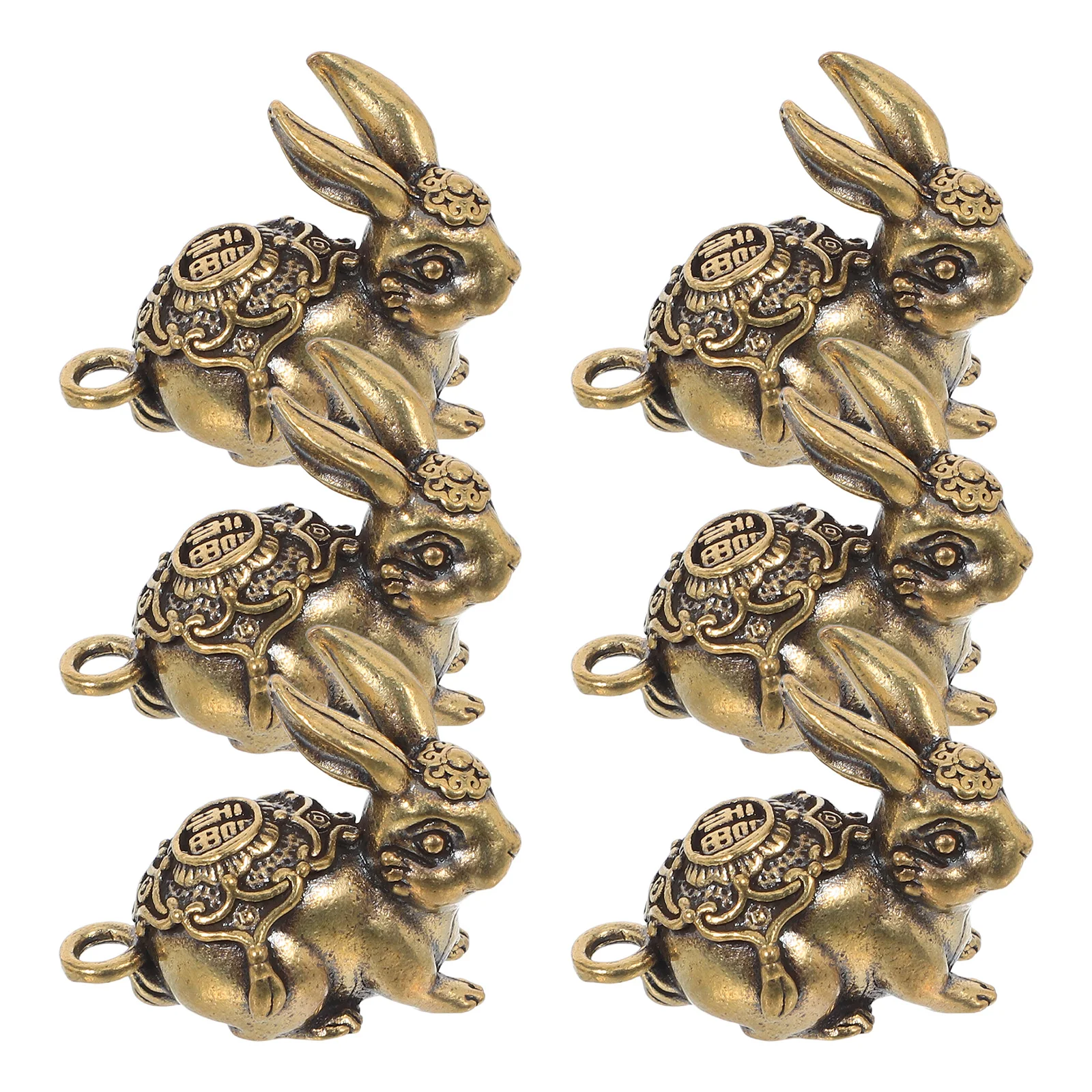 

Brass Rabbit Pendant Craft Bunny Animal Statues Bag Charm Car Key Rings Keychain Charms Decor