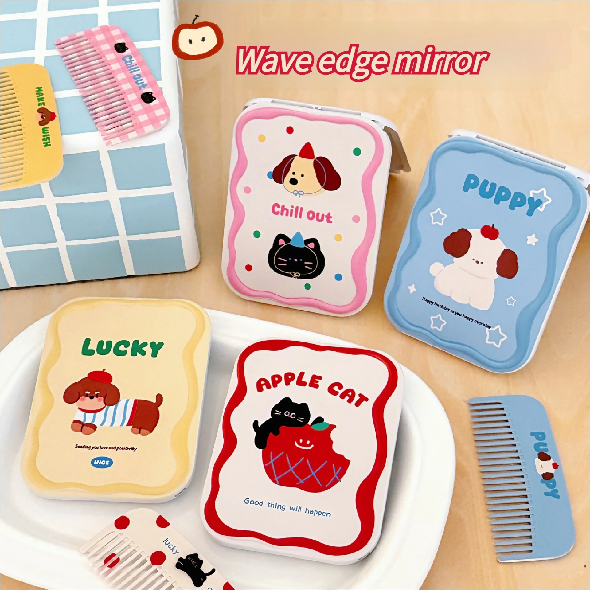 

Милое маленькое зеркальце, портативное мини-зеркало для макияжа для девочек, складное зеркало для макияжа, креативное зеркало-расческа.