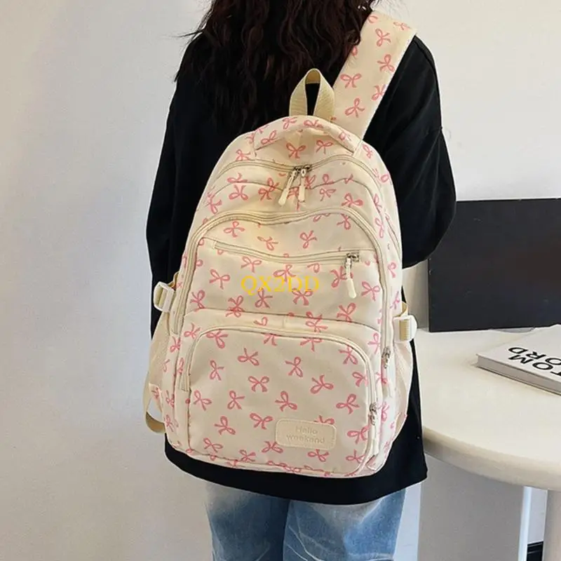 

QX2D 3 Pcs Trendy Backpacks Bows Backpacks Set School Bag Travel Bag Casual Daypacks