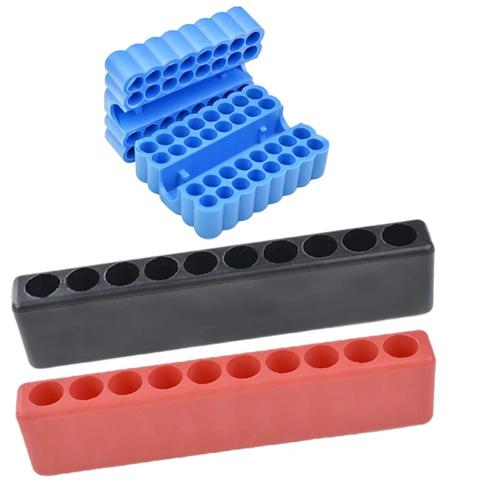Two 32-Hole Bit Organizers with Cover and Bottom Plus Two 10-Hole Holders Compatible with 6.35mm 1/4 Inch Drill Bits