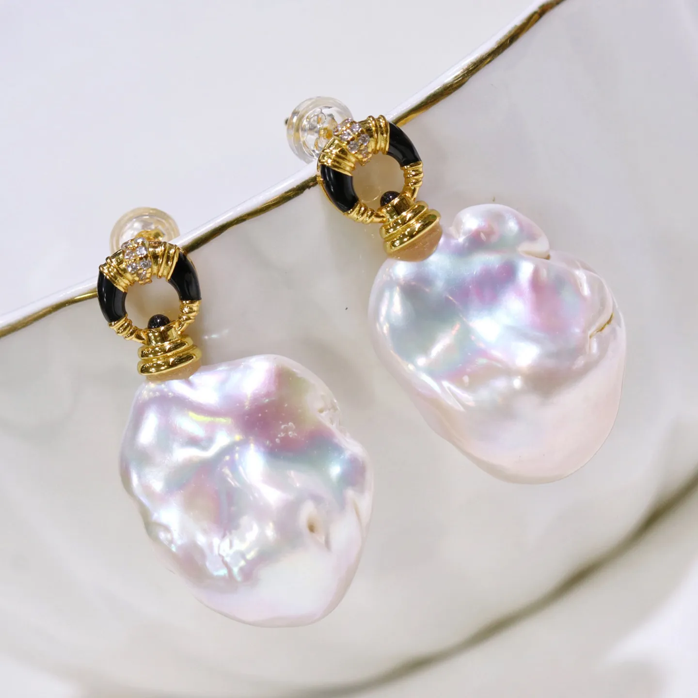 

Natural Freshwater Baroque Pearl Drop Earrings, Unique Irregular Shape, S925 Silver Studs