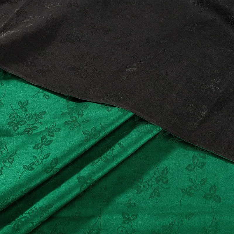 

Green silk jacquard satin double-sided differently colored Xiangyunsha fabric dress Hanfu cheongsam new Chinese-style