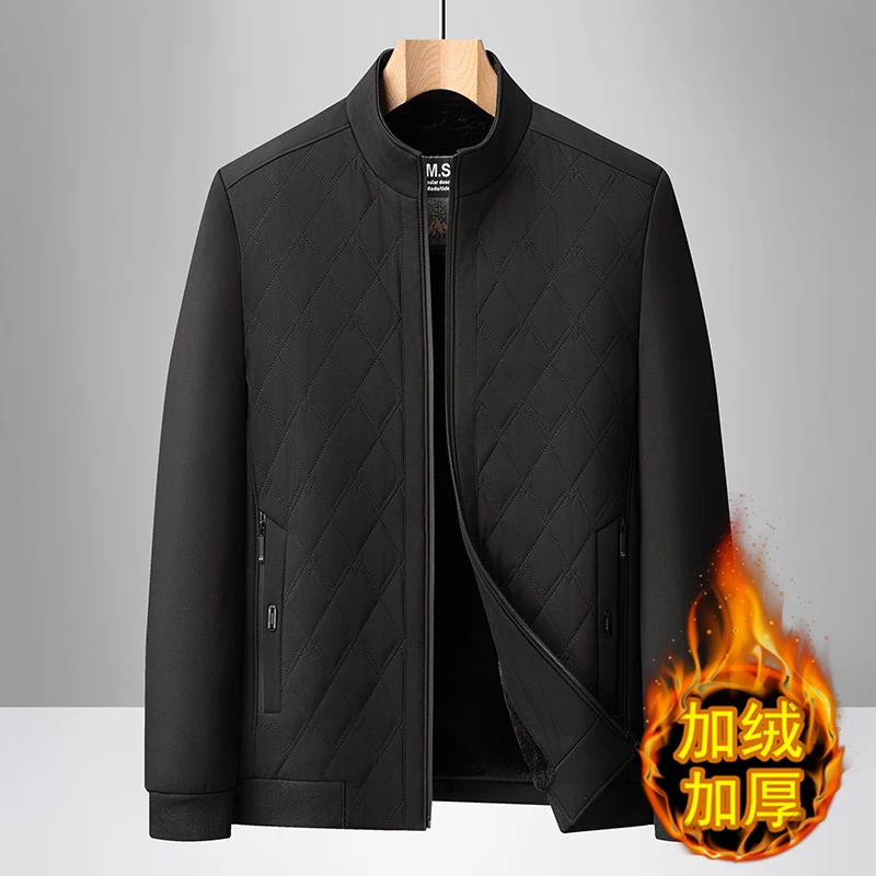 

Зимняя утепленная куртка из вельвета с воротником-стойкой для мужчин среднего и старшего возраста, теплая повседневная деловая хлопковая куртка