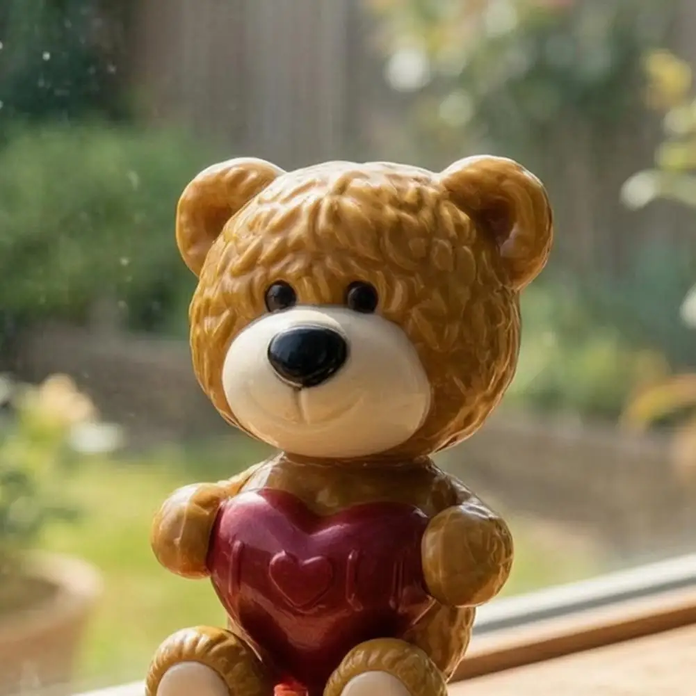 Cute Solar Car Gift Solar Car Ornament Love Bear Shaking Head Car Ornament Dashboard Decoration Solar Powered Auto Accessory
