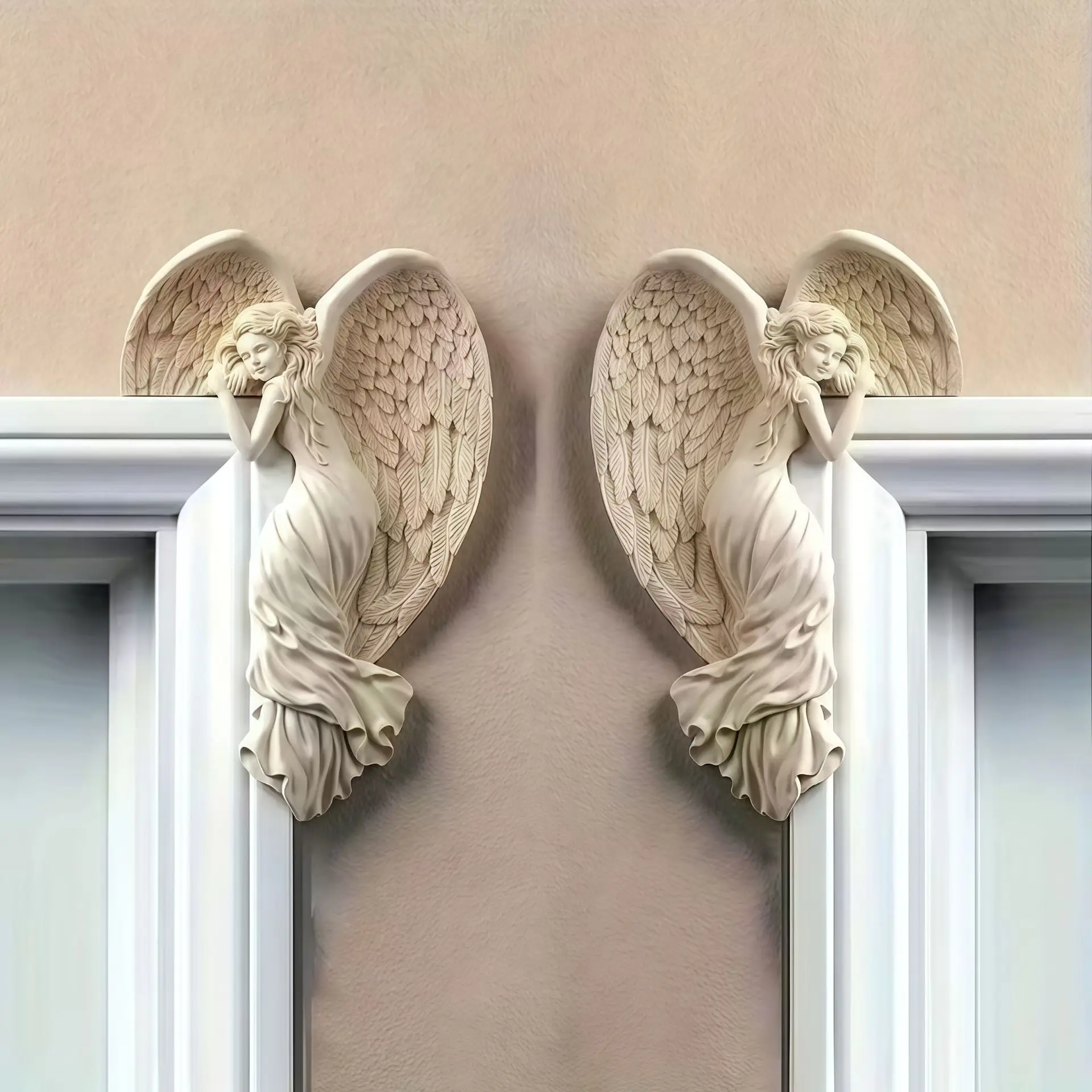 1/2PCS Angel Door Frame Decoration Wing Resin Craft Creative Fashion Goddess Christian Ornament Home Decor Festival Accessory