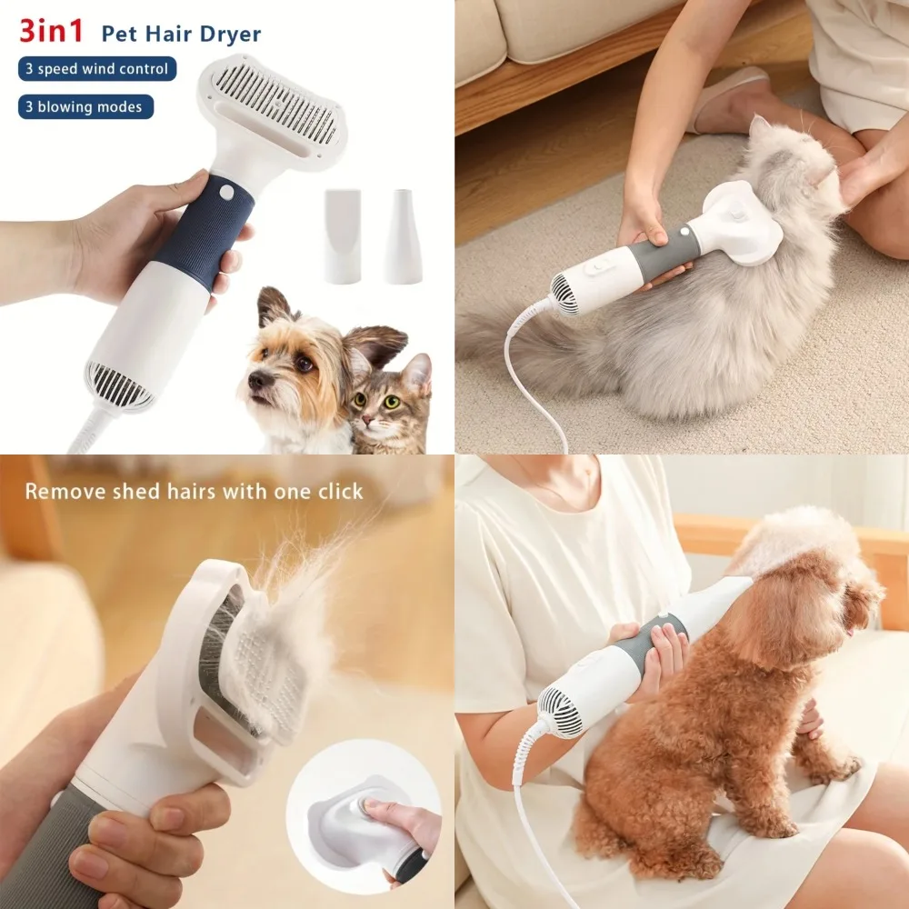 

Powerful and Efficient 3-in-1 Pet Hair Grooming Tool: Hair Dryer, Teddy Hair Comb and Pulling Machine - Wind Blower for Modeling