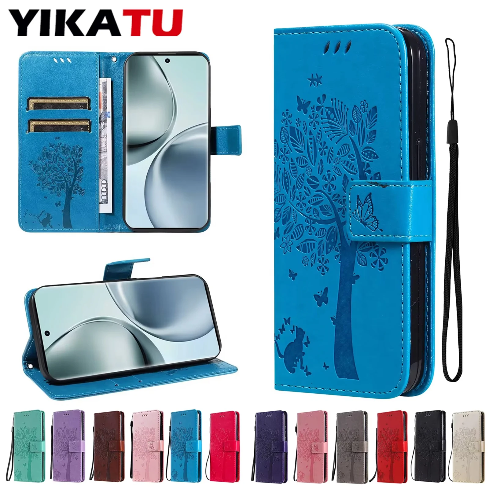 

20 Model Storage Compartment Wallet Leather Case For OPPO Reno 11F 11 10 Pro 8T 8 Lite 7Z 7 6Z 5Z 5F 4Z 4F 4 4G 5G Phone Cover