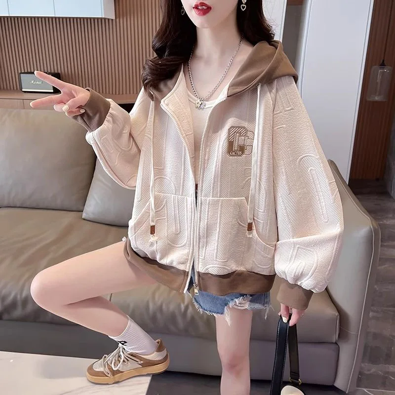 Spring Autumn New Women's Hoodie Cardigan Hooded Parker Outerwear Oversized Female Loose Sportswear Casual Baseball Clothes Thin