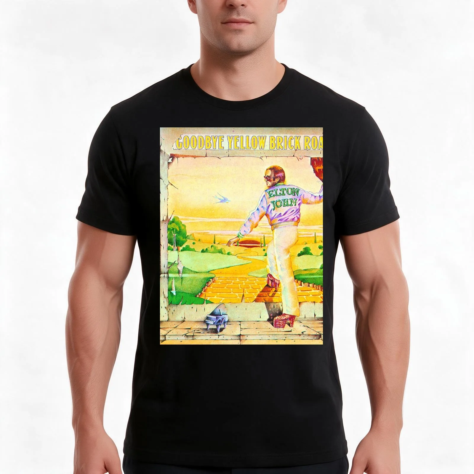 Goodbye Jhon Mountain Yellow Road Poster T-Shirt Summer Casual Cotton Tee Oversized Streetwear Tops Vintage Graphic Print