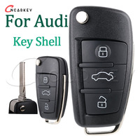 Folding Smart Car Fob Housing Cover 3 Buttons Replacement Remote Flip Key Case Shell For Audi A3 A4 A6 Q7 TT HU66 Uncut Blade