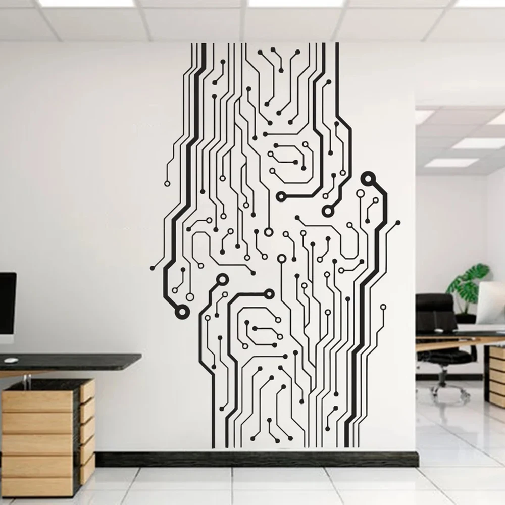 Circuit Board Wall Decal Software Science Technology Office Wall Sticker Computer IT Decor Gamer Room Decal Vinyl Decals A791