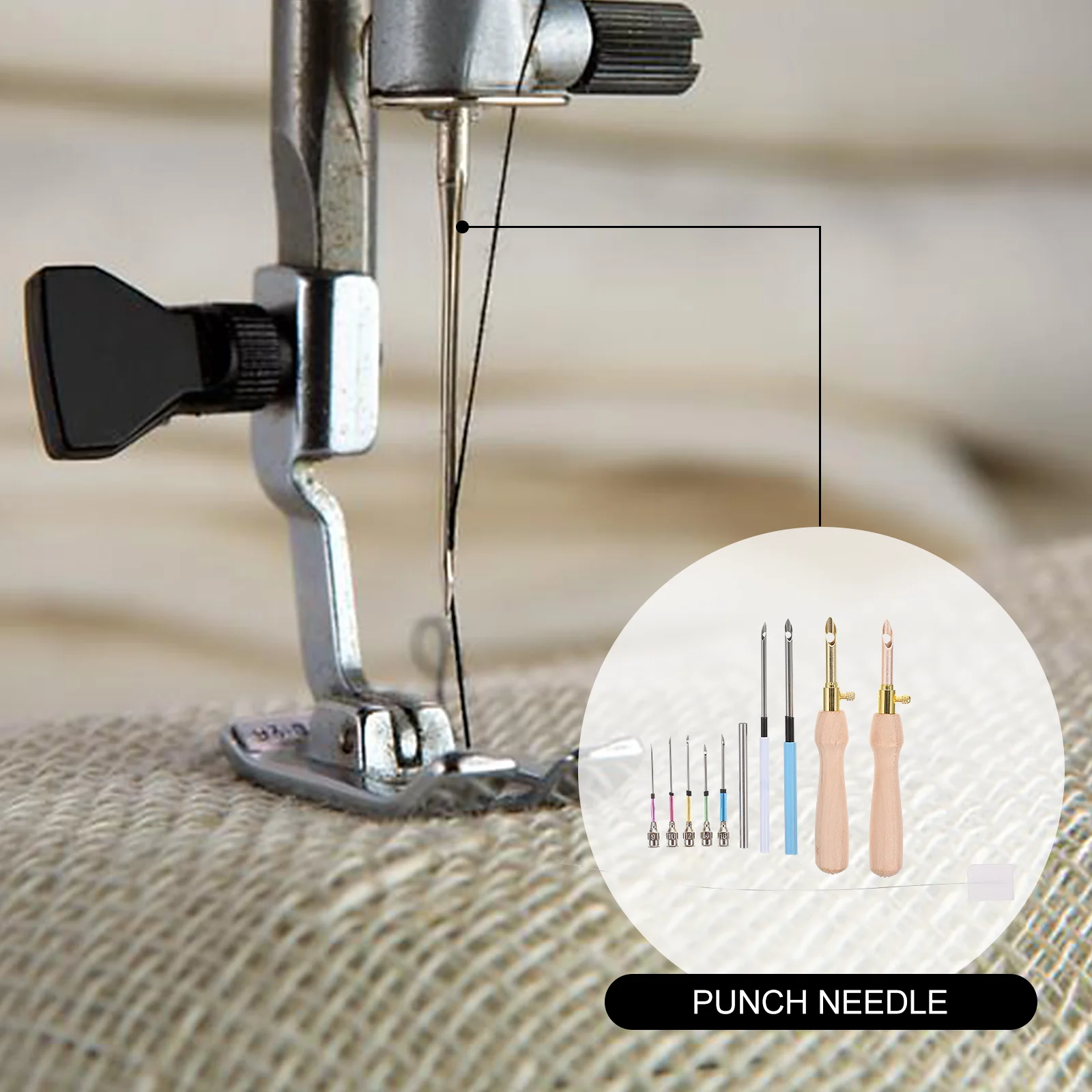 

1 Set Durable Wooden Handle Embroidery Punch Needle Kit With Practical Knitting Needles For DIY Crafts