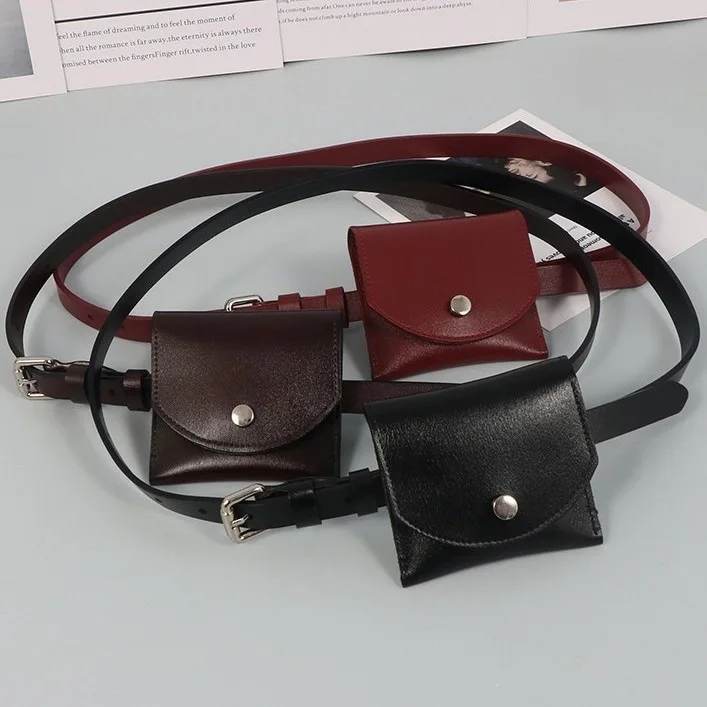 Stylish and Versatile Waist Bags Mini Children's Adult PU Leather Mini Waist Pack Change Key Lipstick Card Bag Belt Female New