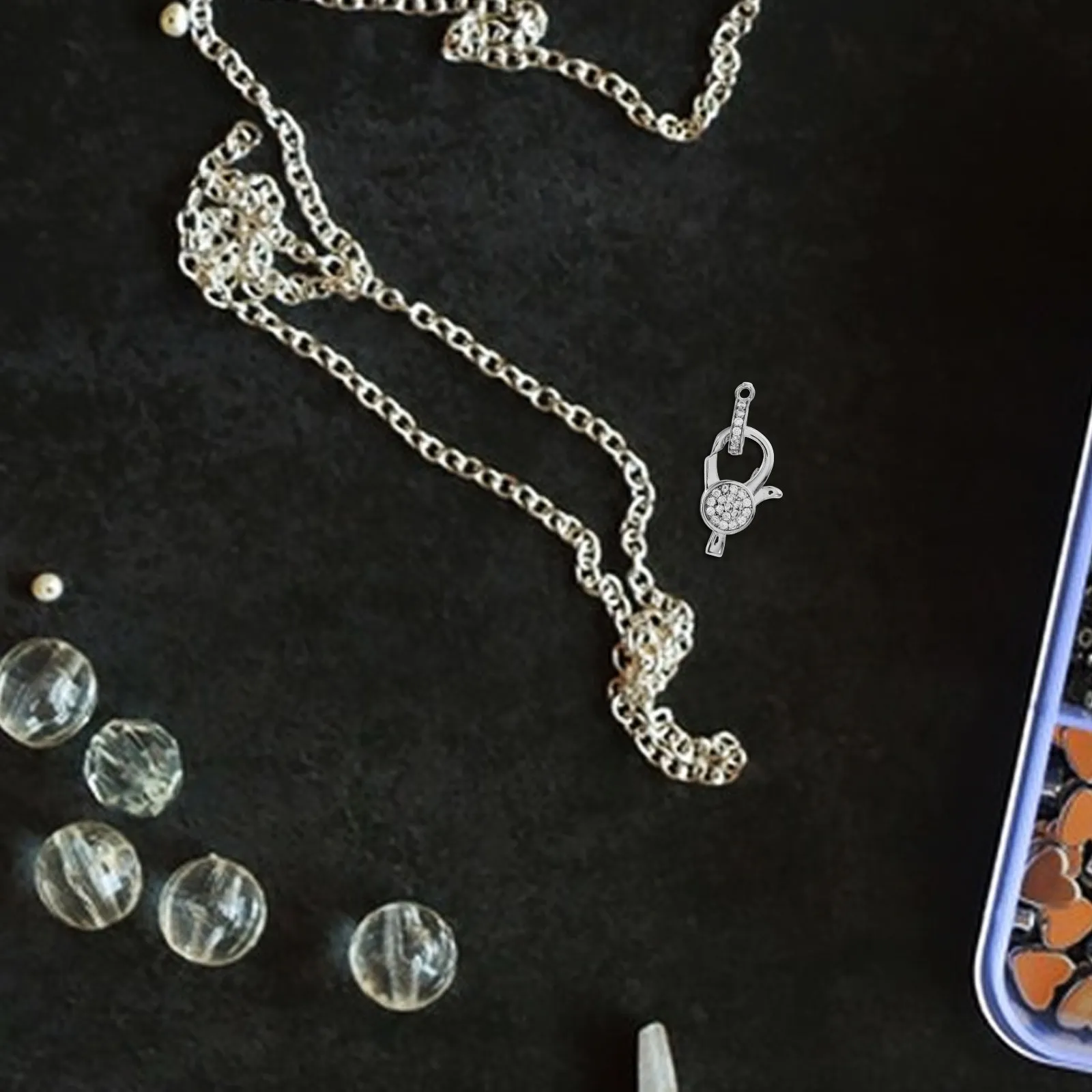 Kit de fabricación de joyas DIY: Cierres de langosta, anillas cerradas, anillas de metal con diamantes de imitación para collares, pulseras, pendientes y manualidades hechas a mano.