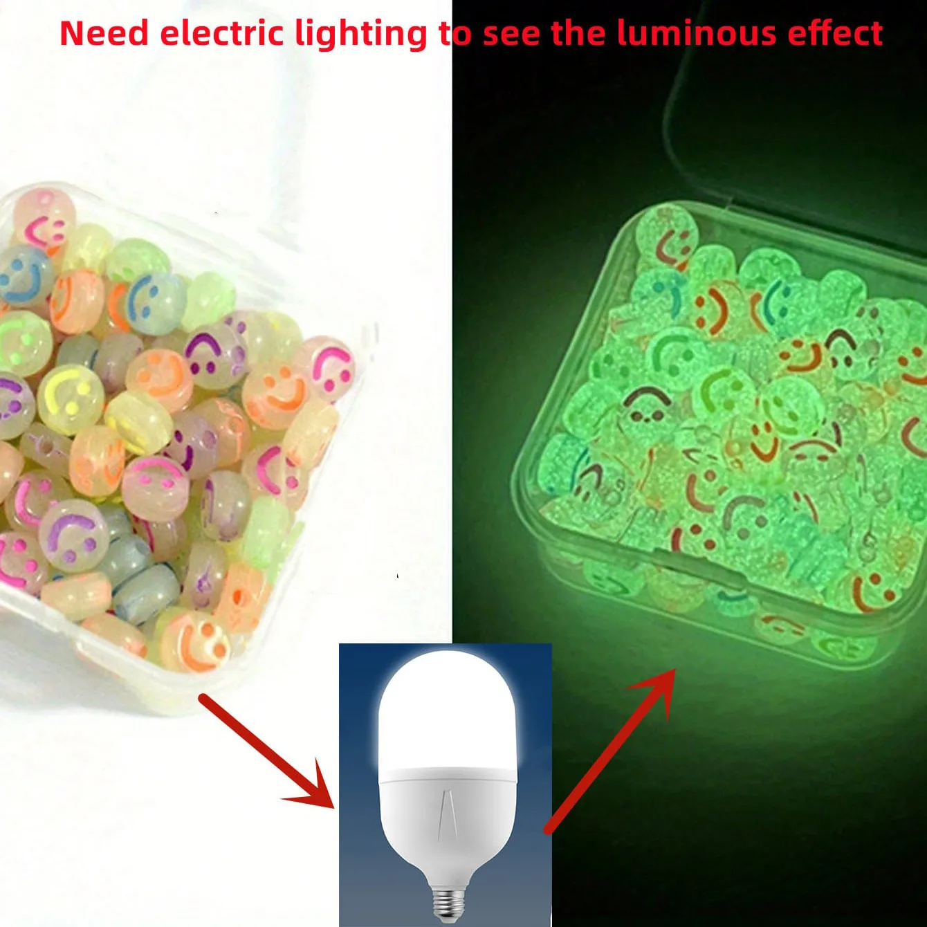 600/150pcs 7mm Glow Dark Acrylic Beads - Mixed Color Beading Supplies for DIY Jewelry Making, Halloween Fashion Accessories