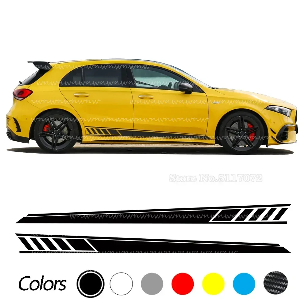 

2 шт. наклейка на боковую полоску на дверь автомобиля для Mercedes Benz W177 A Class AMG A35 4Matic A45 S 2018-Present A220 A250, аксессуары