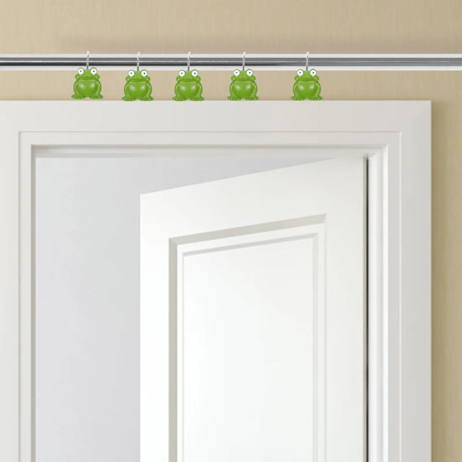 12Pcs Frog Style Shower Curtain Hooks Resin Decorative Bathroom Curtain Rings Rustproof Noise Reducing Shower Drapery Hooks