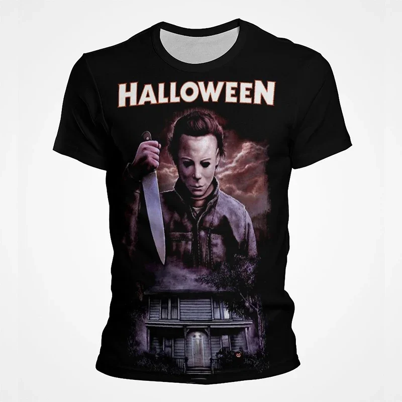 Halloween T-Shirt Horror Movie 3D Print Michael Myers Horror Streetwear Mens Cool Fashion Oversized T-Shirt Quick Dry T-Shirt To