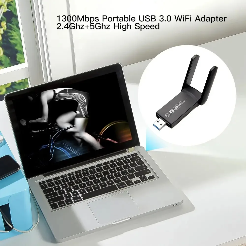 Adattatore WiFi USB 3.0 scheda di rete Wireless 1300Mbps Bluetooth 5.0 Dual Band2.4G/5GHz ricevitore Wireless USB per PC Desktop Laptop