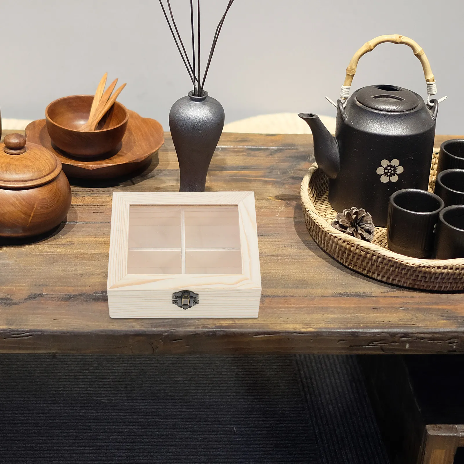 Wooden Tea Bag Storage Box wit - Herbal Tea ulasan dan harga
