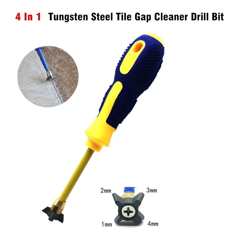 4 In 1 Tungsten Steel Grout Removal Tool Ceramic tile grout remover Tile Gap Cleaner Cone for Floor Wall Seam Cleaning Hand Tool