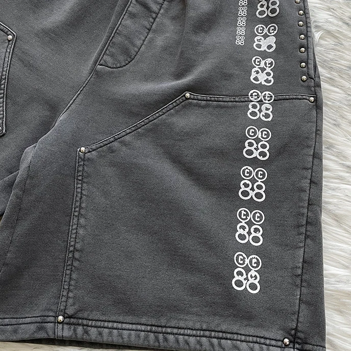 Project Capri Emergency Short Casual Sporty Washed Rivet Jeans Shorts Youthful Vitality Style Summer Collection Men's Fashion