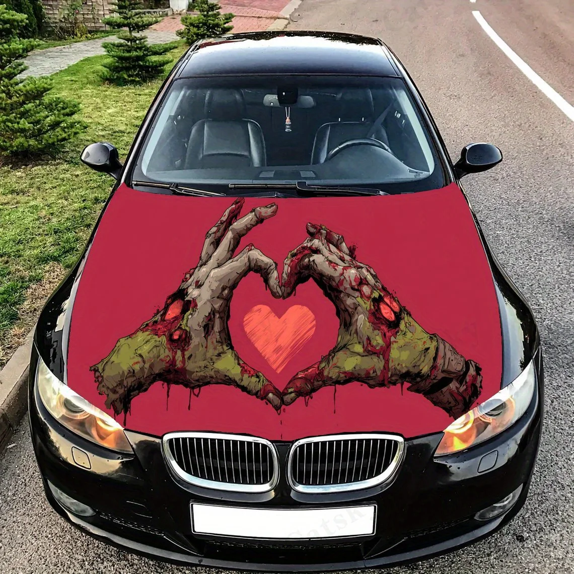 

Bloody Heart & Zombie Hands car hood stickers, waterproof self-adhesive, scratch resistant, easy to stick, durable car PVC stick