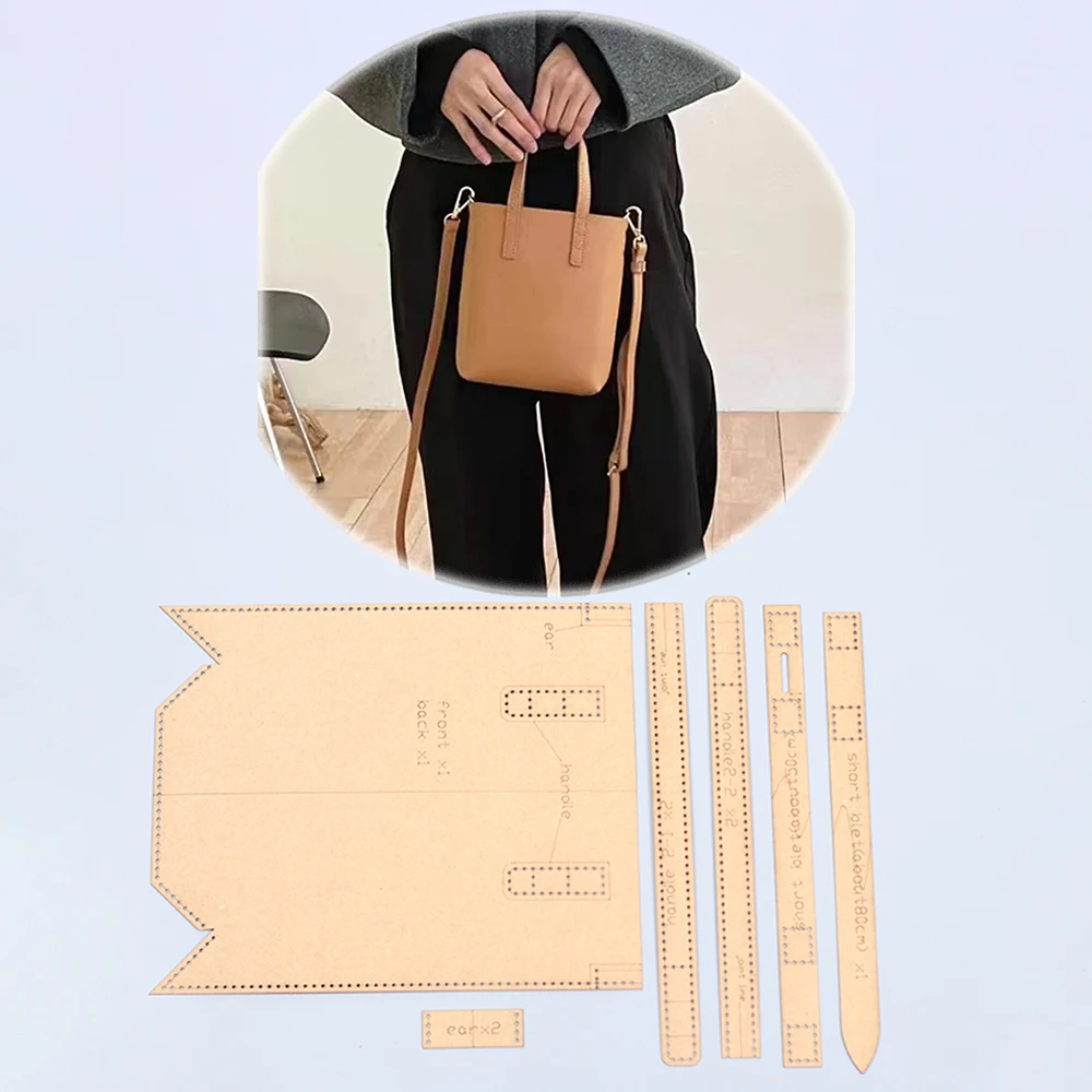 19.5x13x 6ซม. รูปแบบการเย็บถุงสะพายไหล่สำหรับผู้หญิงหัตถกรรมเครื่องหนังแม่แบบการตัดตาย