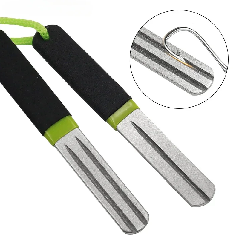 

New Double Side Hook Hone Fishing Hook File Line Stripper Knife Sharpener Mini Diamond Sharpening Tool Fishing Accessory