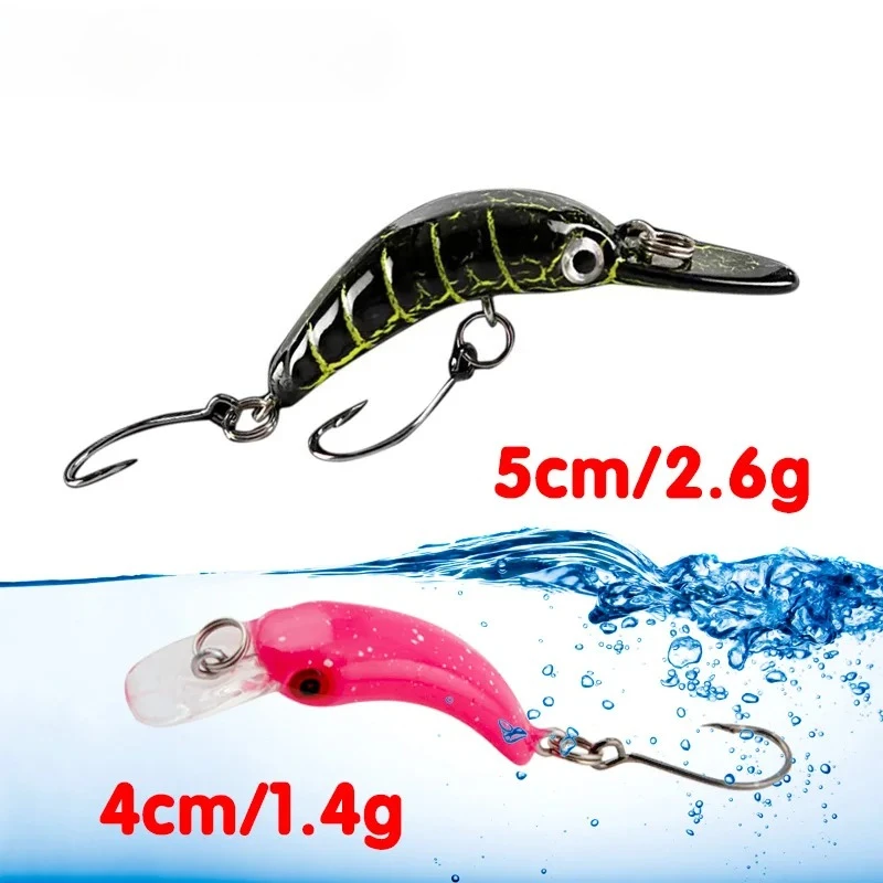 

1PCS Fishing Lure Mini Crankbait Trout Minnow 4cm 1.4g 5cm 2.6g Freshwater Wobbler Minnow Crank Artificial Hard Bait Pike Tackle