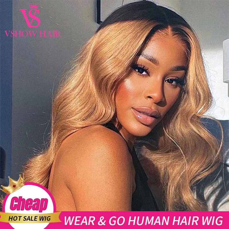 

#27 Blonde Body Wave Glueless Preplucked HD Lace Closure Human Hair Wigs Ready To Wear And Go Brazilian Glueless Wig On Sale