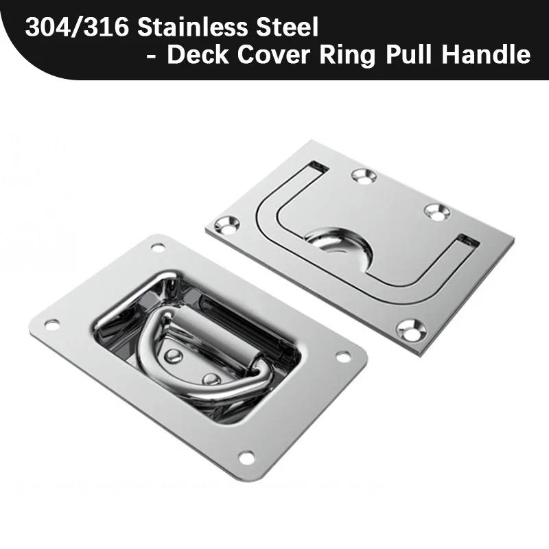 4pcs 304/316 Stainless Steel Recessed Handles, Marine & Boat Use, Square/Round Floor Handles, Deck Handles, Cabin Hatch Handles