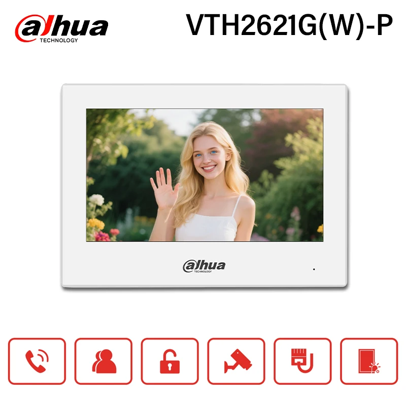 شاشة Dahua IP الداخلية PoE 7 بوصة شاشة اتصال داخلي عبر الفيديو VTH2621GW-P محطة الباب وشاشة كاميرا IP رقمية كاملة MultiLang H.265