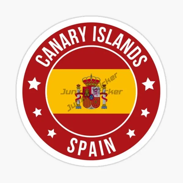 Spain Canary Islands National Flag and Emblem Car Sticker Bike Motorcycle Vinyl Self-adhesive Waterproof and Sunscreen Decals