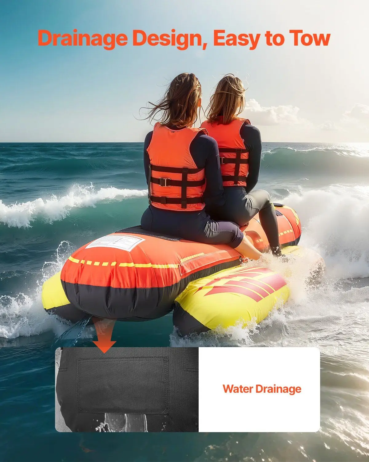 Towable Tubes for Boating, 1-3 Riders Inflatable Boat Tubes and Towables, 510lbs Capacity Hot Dog Water Sport Tube for Boat to Pull - with Full Nylon Cover, Padded Handles & Speed Safety Valve