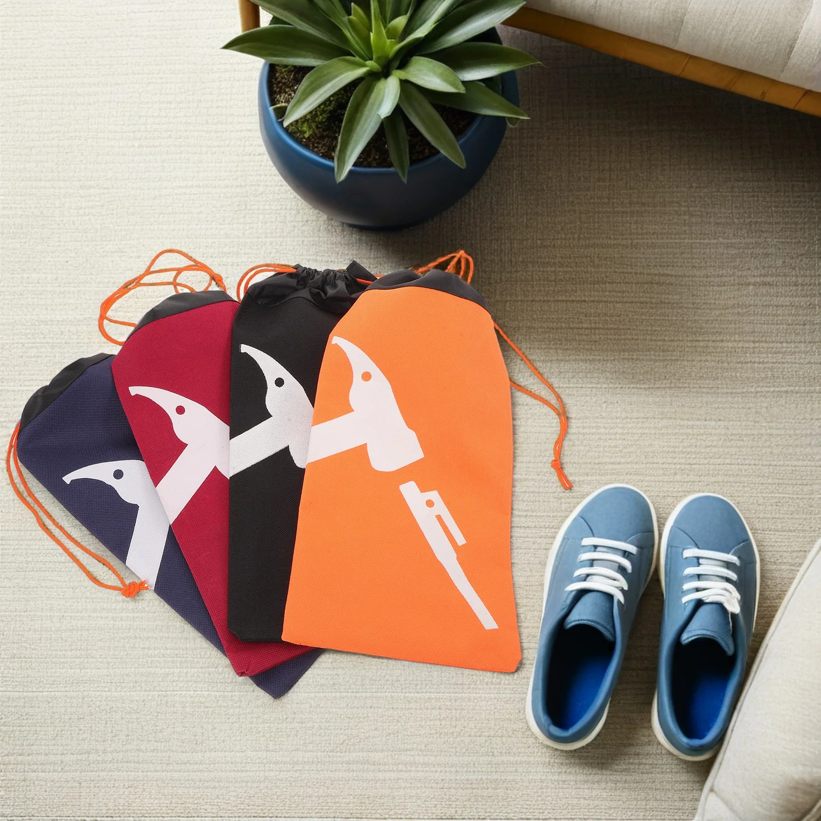 

4pcs Outdoor Tent Tool Pack 13.95" Waterproof Tent Peg Storage Bag For Hiking Camping Ground Nails Organizer Durable Gear Case