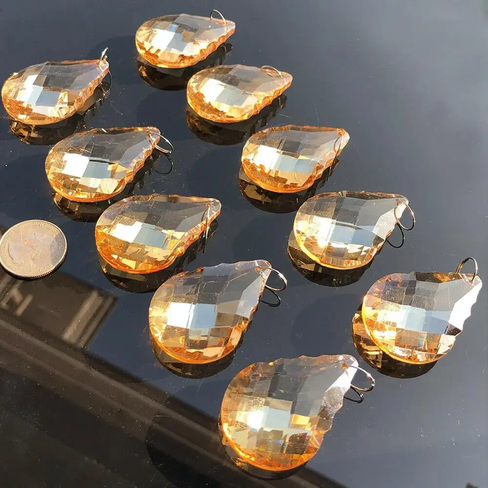 10PC 50MM Champagne CRYSTAL Chandelier Prism Light Part Pendants DIY SUNCATCHER Crystal