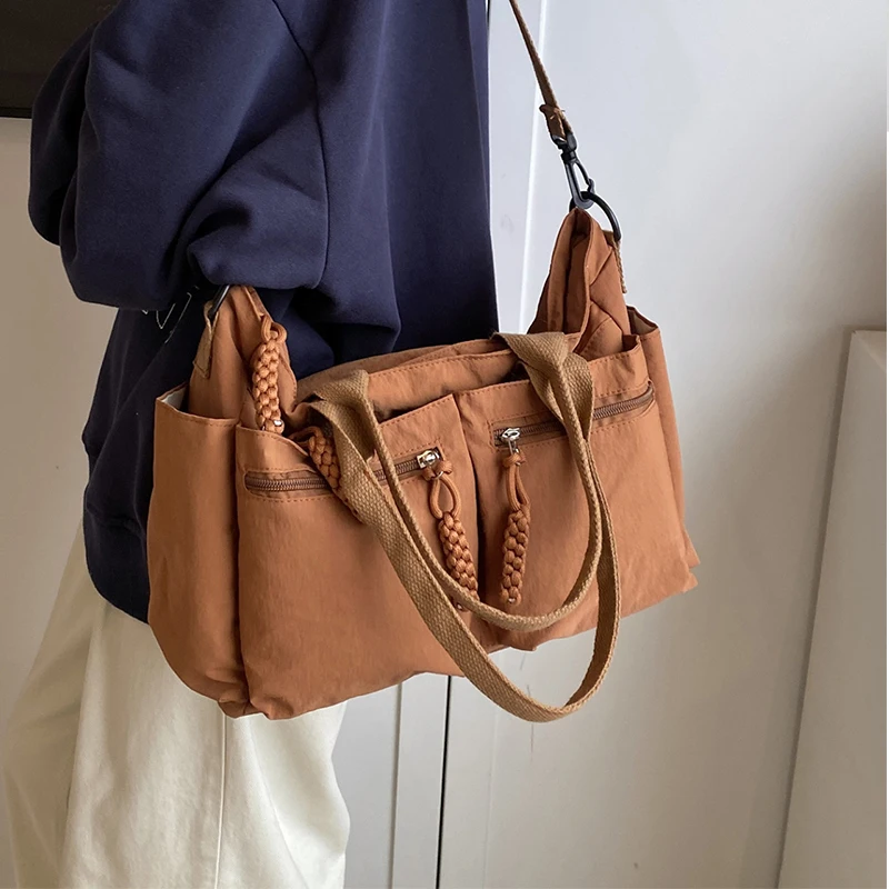 

Japanese-style Large-capacity Tote Bag Casual Workwear-style Crossbody Bags Simple Solid-color Shoulder Bags Stylish Lightweight