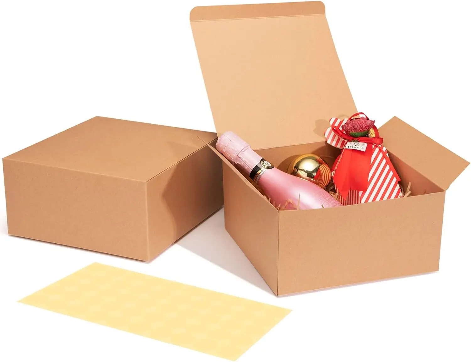 Packung mit 12 Papier-Geschenkboxen mit Deckel für Geschenke, Bastelarbeiten, Cupcake-Verpackungen, einfach zu montieren, 20 x 20 x 10 cm, braun