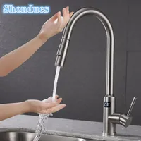 Digital Touch on Kitchen Faucet 304 Stainless Steel Hot Cold Kitchen Sink Mixer Tap Handfree Sensor Touch Kitchen Mixer Faucets