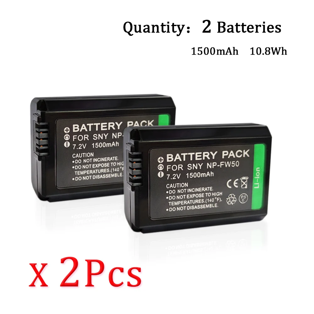 2 قطعة NP-FW50 NPFW50 بطارية لسوني A5000 A5100 A6000 A6300 A6500 A7R A7S A7 A7M2 A7R2 A7S II A33 A35 A37 RX10 بطارية الكاميرا