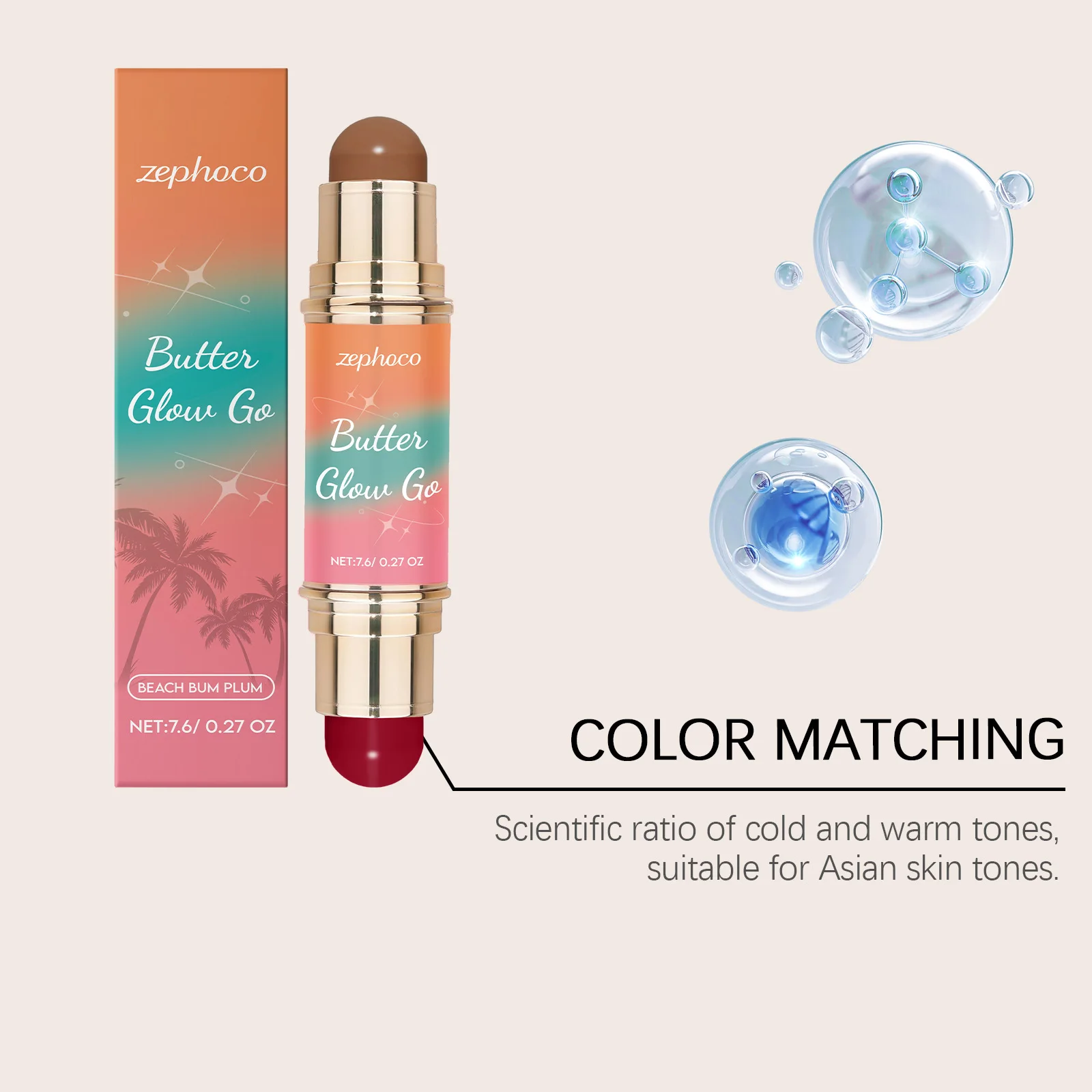 Bastone per toelettatura multiuso Fard in polvere a doppia testa Bastone per trucco Colore a lunga durata Cosmetici per la pelle schiarenti impermeabili