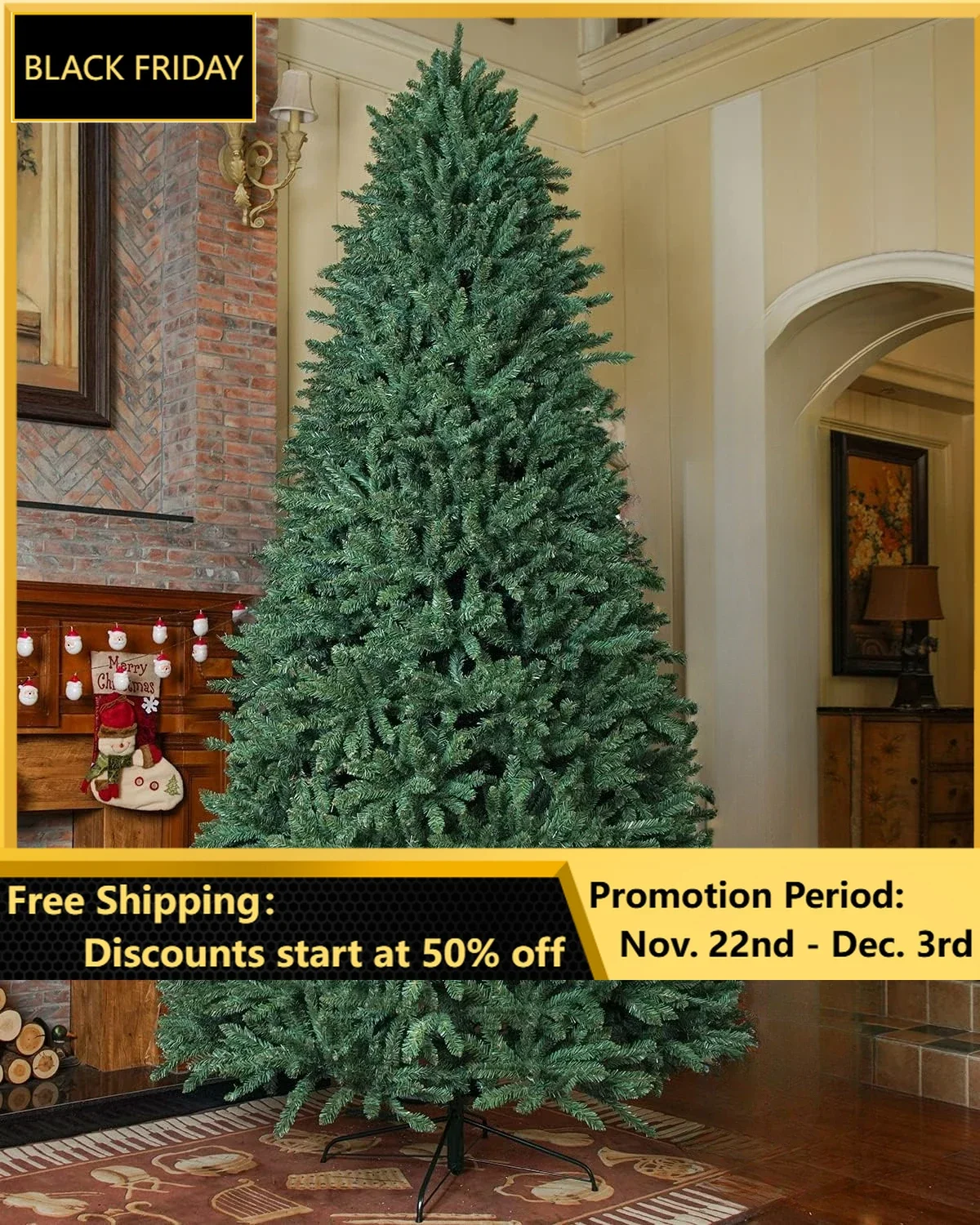 Christmas Tree, 9 Foot Full Premium Hinged Blue Spruce Artificial Christmas Tree with Realistic 4668 Thicken Tips, Xmas Trees