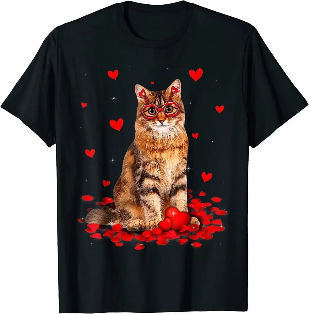 

My Cat Is My Valentine Kitten Lover Heart Valentines Day T-Shirt Tees High Quality 100%Cotton Short Sleeve