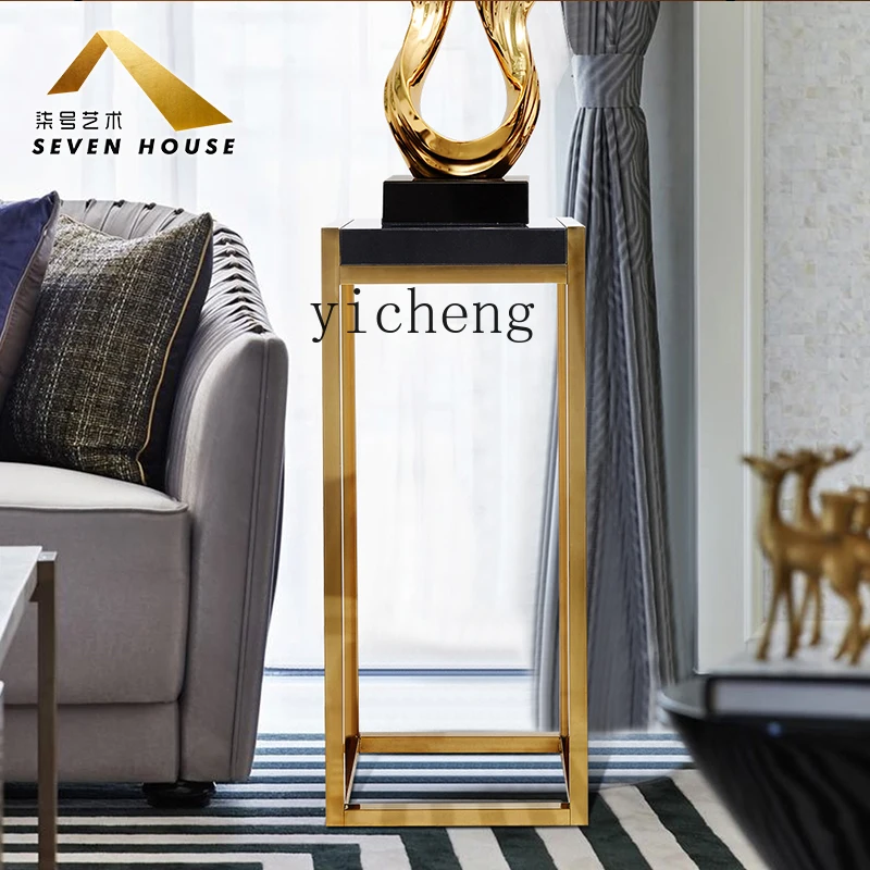 

ZYA Stainless Steel Shelf Light Luxury Mongolian Black Sculpture Modern Living Room Metal Ornament Display Stand