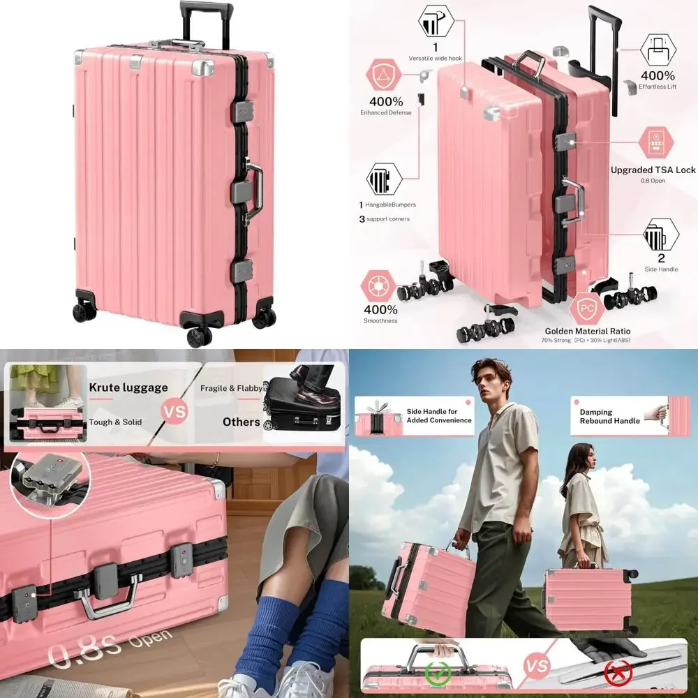 

Легкий 28-дюймовый жесткий чемодан из ПК + колеса с вращающимися колесами, замком TSA, без молнии, идеально подходит для проверенного чемодана для путешествий