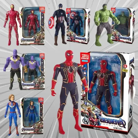 Marvel Spiderman Hulk Ironman Anime Action Figure Toy Christmas Gift Pvc Movable Joints Luminous Doll Collection Model Toy gift